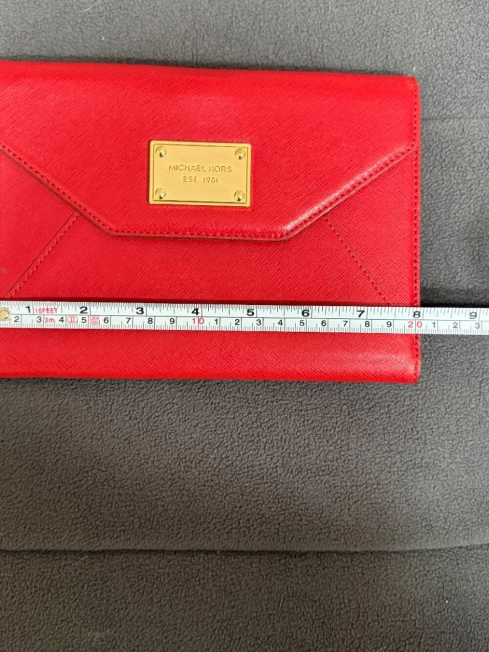 Michael Kors Red Saffiano Leather iPad Mini/ Tablet Clutch Folio Wallet Case